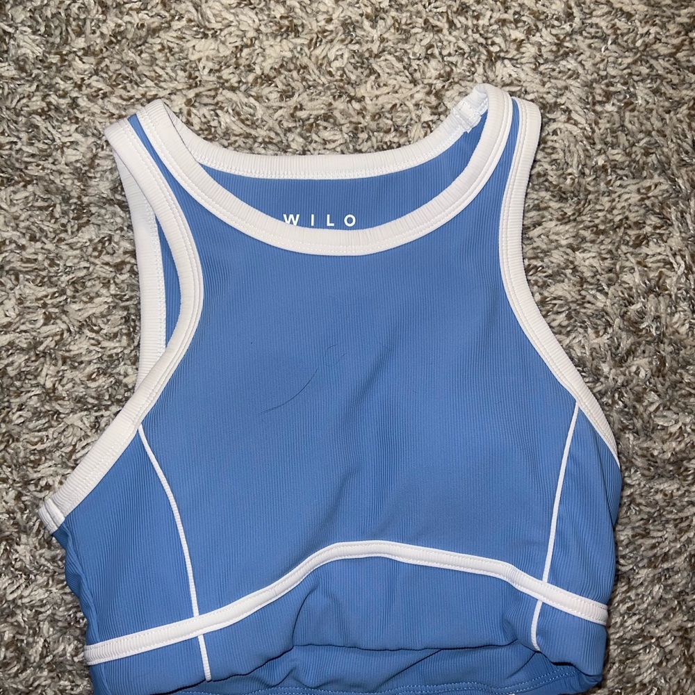 Wilo Blue and White Sports Tank Top